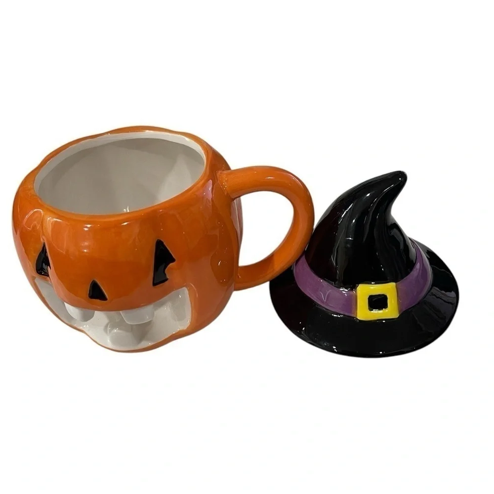 Cobwebs and Cauldrons Pumpkin Witch Mug with Witch’s Hat 7 inch 12 ounce